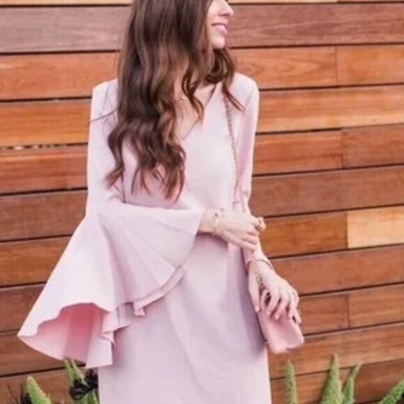 Milly Pink Petal Bell Sleeve Italian Cady Nicole Dress. SZ 2 - Picture 5 of 6